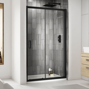 Delphi Expressions Matt Black Sliding Shower Door 1100mm - 6mm Glass