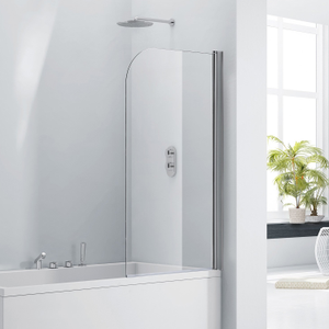 Verona Aquaglass+ Single Rise and Fall Hinged Bath Screen 1400mm H x 800mm W - 6mm Glass