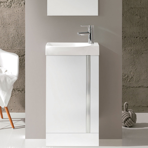 Royo Elegance Floor-Standing Cloakroom Unit with Basin and Mirror 445mm Wide - Gloss White