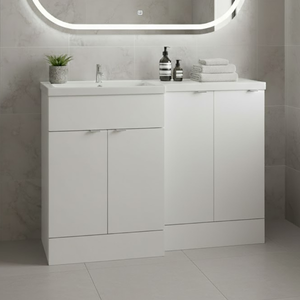 Hudson Reed Fusion LH Combination Unit with 300mm Base Unit - 1200mm Wide - Gloss White