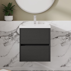Havana Wall Hung 2-Drawer Vanity Unit with Basin 1 500mm Wide - Graphite Grey