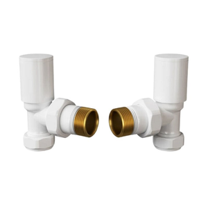 Heatwave Round White Angled Radiator Valves Pair