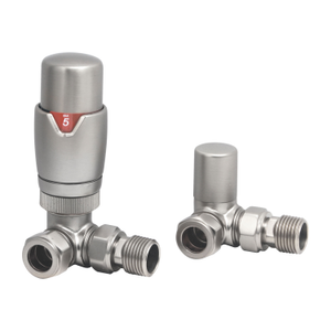 Heatwave Prime Brushed Nickel Corner Thermostatic Radiator Valve Set