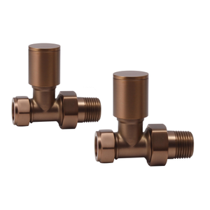 Heatwave Round Brushed Bronze Straight Radiator Valves Pair