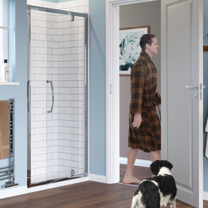 Lakes Classic Semi-Framed Pivot Shower Door 700mm Wide - 6mm Glass