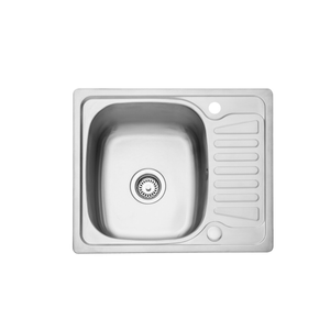 Leisure Compact Square 1.0 Bowl Stainless Steel Kitchen Sink with Waste Kit 580mm L x 480mm W - Satin