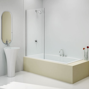 Merlyn Square Fixed Bath Screen 1500mm H x 800mm W - 8mm Clear Glass