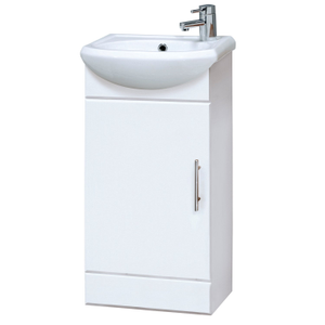 Nuie Mayford Floor Standing 1-Door Vanity Unit with Basin 420mm Wide - Gloss White