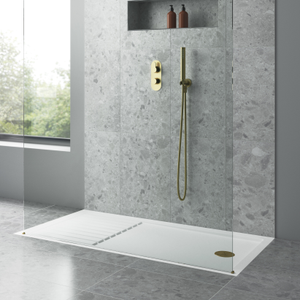 Nuie Pearlstone White Rectangular Walk-In Shower Tray 1400mm x 800mm