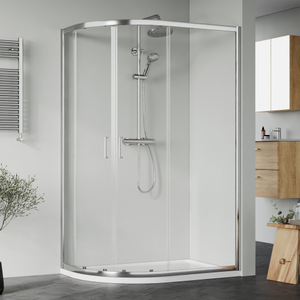 Nuie Rene Polished Chrome Offset Quadrant Shower Enclosure 1000mm x 800mm - 6mm Glass