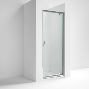 Nuie Ella Pivot Shower Door 700mm Wide Chrome Profile - 5mm Glass