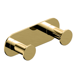 RAK Petit Round Double Robe Hook - Brush Gold