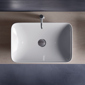 RAK Variant Rectangular Countertop Wash Basin 550mm Wide 0 Tap Hole - Alpine White