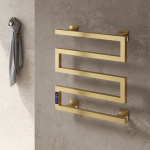 Reina Vispa Electric Heated Towel Rail 510mm H x 500mm W - Brushed Brass