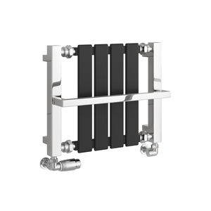 Reina Ashen Designer Radiator Towel Rail 400mm H x 490mm W - Black
