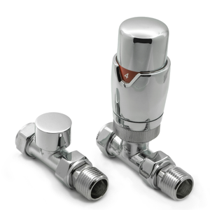 Reina Modal TRV Straight Radiator Valve and LockShield Chrome
