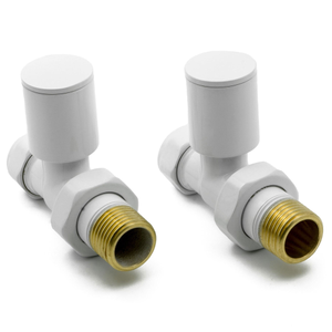 Reina Portland Straight Radiator Valves Pair 15mm - White