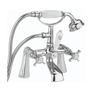 Sagittarius Churchmans Bath Shower Mixer Tap with Shower Kit Pillar Mounted - Chrome