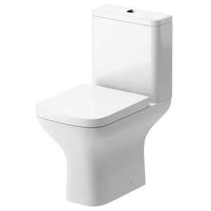 Signature Aztec Rimless Close Coupled Open Back Toilet with Push Button Cistern - Soft Close Seat