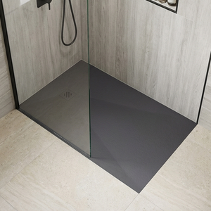 Verona Ardesia Anthracite Slate Effect Rectangular Shower Tray 1000mm x 800mm (inc Waste)