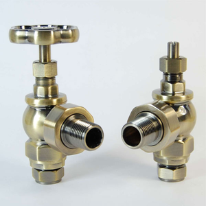 West Rosa Traditional Manual Radiator Valve and Lockshield Angled - Antique Brass