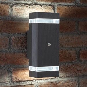 Auraglow Dusk Till Dawn Sensor Double Up & Down Wall Light - THRUXTON - Anthracite - Cool White