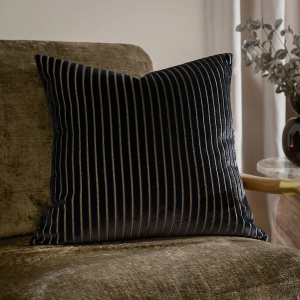 Savoy Stripe Feather Cushion 50x50cm - Black