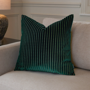 Savoy Stripe Feather Cushion 50x50cm - Emerald