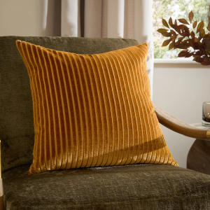 Savoy Stripe Feather Cushion 50x50cm - Gold