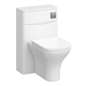 Monza Gloss White 500mm WC Unit with Cistern & Gunmetal Grey Flush - Includes Modern Toilet Pan
