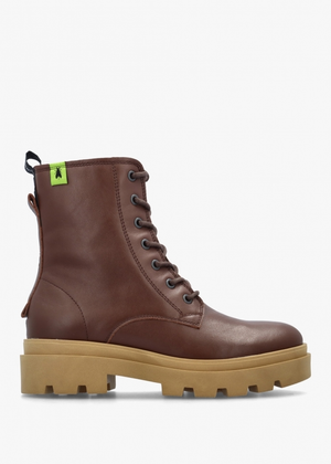 Jacy Chocolate Leather Lace Up Ankle Boots