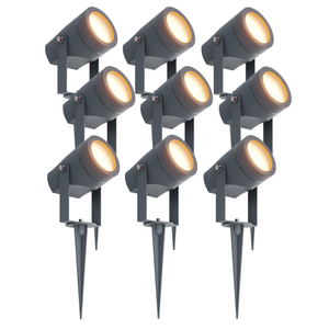9x LED Gartenstrahler - IP44 - 1W - 3000K - 1M Kabel - Anthrazit