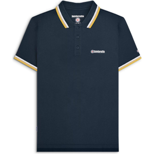 Lambretta Mens Triple Tipped Polo Shirt - L / Navy/Blue/Cashew/Gold