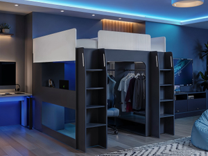 Recoil Dante Twin Gaming High Sleeper with Desk & Wardrobe