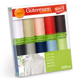Set de 10 fils à coudre polyester Gütermann - Extra fin