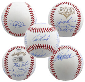 2009 Yankees (9) Jeter Rivera Posada Signed 2009 WS Logo Oml Baseball Steiner 1 Version 1