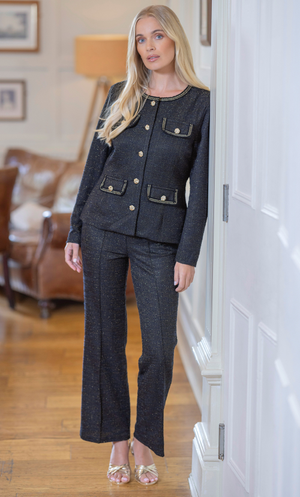 Shimmer Boucle Fitted Jacket - Black/Gold