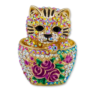 Tea Cup Kitten Brooch