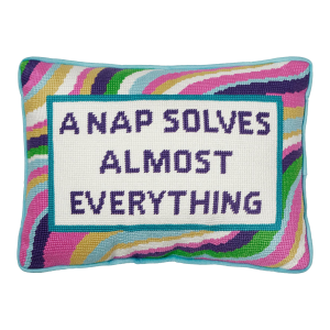 A Nap Solves Almost Embroidered Needlepoint Pillow, 10" x 14"