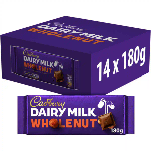 Dairy Milk Whole Nut Chocolate Bar 180g (Box of 14)
