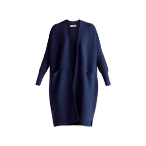 Paisie Long Ribbed Cardigan In Navy (L/XL)