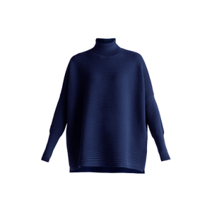 Paisie Turtleneck Ribbed Jumper In Navy (S/M)