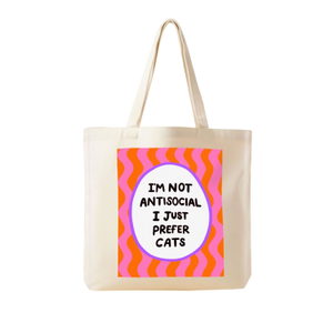 Prefer Cats - Natural Canvas Tote With Gusset