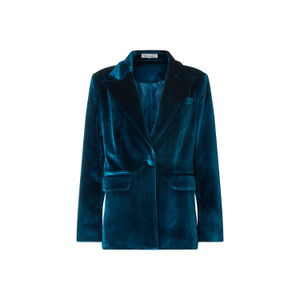 Valerie Tailored Velvet Blazer In Teal Blue (S)
