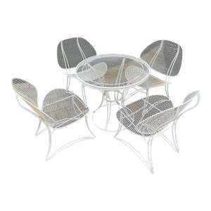 Vintage Homecrest Casino Black Mesh "Orange Slice" Table & 4 Chairs