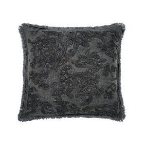 Regal Peacock Embroidered Cushion 50cm x 50cm, Charcoal/White
