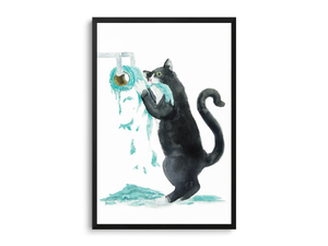 Tuxedo Cat And Toilet Paper