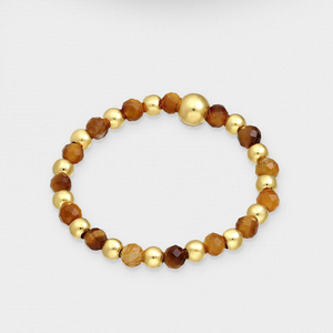 Signature Gold Plated Beaded Tiger's Eye Ring