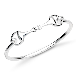Signature Silver Hinged Double Snaffle Bangle