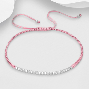 Signature Silver Pink Beaded Toggle IMERAKI Bracelet